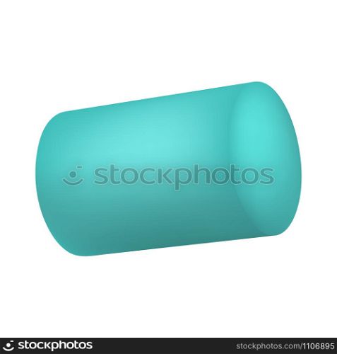 Green marshmallow cylinder icon. Realistic illustration of green marshmallow cylinder vector icon for web design isolated on white background. Green marshmallow cylinder icon, realistic style