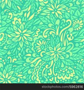 Green meadow. Seamless decorative pattern. Vector illustration.