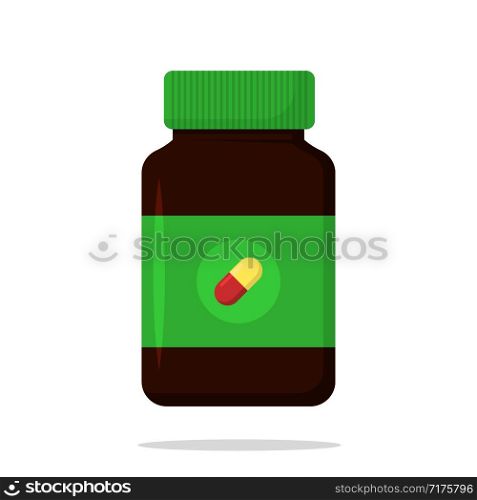 green medicine bottle in flat style, vector illustration. green medicine bottle in flat style, vector