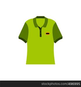 Green men polo shirt flat icon isolated on white background. Green men polo shirt flat icon