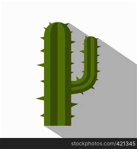 Green mexican cactus icon. Flat illustration of green mexican cactus vector icon for web isolated on white background. Green mexican cactus icon, flat style