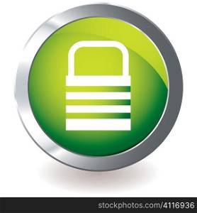 green modern icon with silver metal bevel and internet lock design