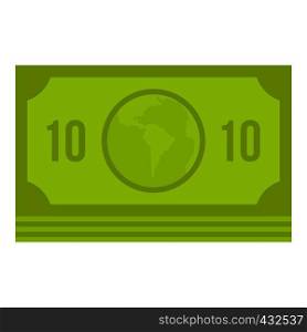 Green money banknote icon flat isolated on white background vector illustration. Green money banknote icon isolated