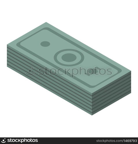 Green money pack icon. Isometric of green money pack vector icon for web design isolated on white background. Green money pack icon, isometric style