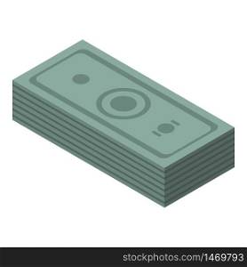 Green money pack icon. Isometric of green money pack vector icon for web design isolated on white background. Green money pack icon, isometric style
