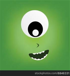 green monster character face. green monster character face vector art illustration