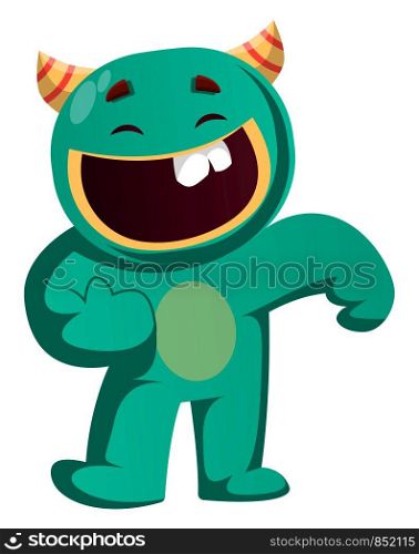 Green monster in a good mood vector illustration