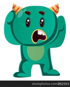Green monster is confused vector illustration