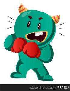 Green monster ready to box vector illustration