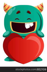 Green monster sharing love vector illustration