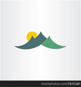 green mountains and sun icon nature travel symbol background holiday