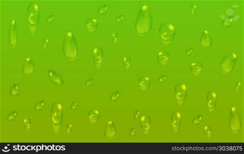Green natural background with water drops. Green natural background with water drops. Fresh dew vector illustration