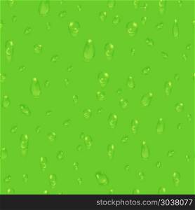 Green natural seamless background with water drops. Green natural seamless background with water drops. Freshness clear droplet, vector illustration