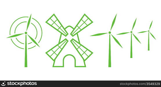 Green Nature Icons. Part 5 - Windmills