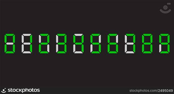 Green numbers clock. Technology digital background. Vector illustration. stock image. EPS 10.. Green numbers clock. Technology digital background. Vector illustration. stock image.