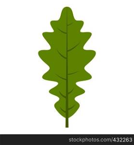 Green oak leaf icon flat isolated on white background vector illustration. Green oak leaf icon isolated