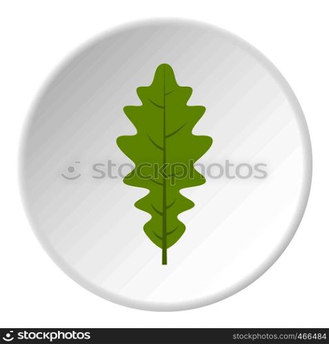 Green oak leaf icon in flat circle isolated on white background vector illustration for web. Green oak leaf icon circle