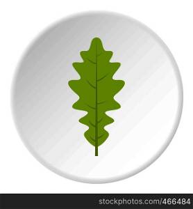 Green oak leaf icon in flat circle isolated on white background vector illustration for web. Green oak leaf icon circle