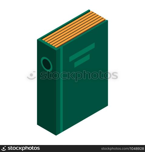 Green office folder icon. Isometric of green office folder vector icon for web design isolated on white background. Green office folder icon, isometric style