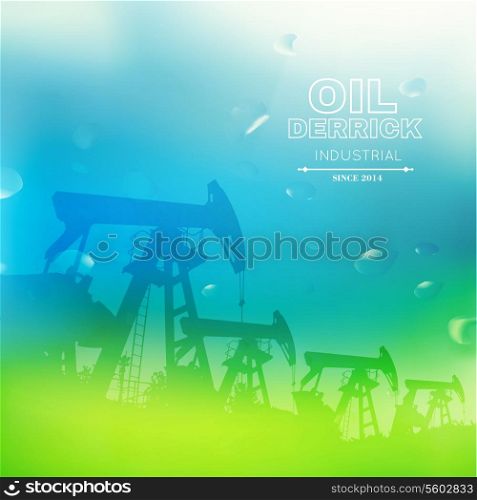 Green oil pump. Vector illustration.