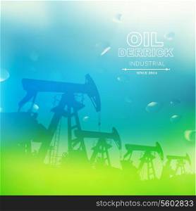 Green oil pump. Vector illustration.