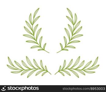 Green olive and laurel branches wreath divider vector image