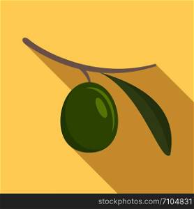 Green olive icon. Flat illustration of green olive vector icon for web design. Green olive icon, flat style