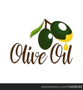 Green Olive Oil Fruit Yellow Drop with Hand drawn Text