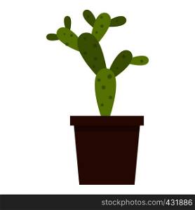 Green opuntia icon flat isolated on white background vector illustration. Green opuntia icon isolated