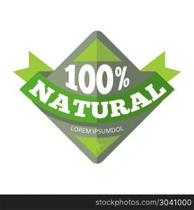 Green organic natural eco label. Green organic natural eco label. Sticker quality element, vector illustration