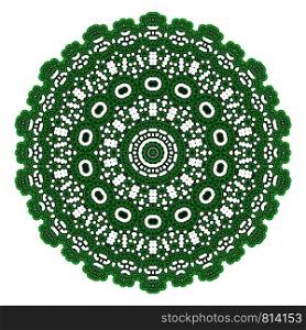Green Ornamental Pattern. Round Texture Oriental Geometric Ornament.. Green Ornamental Pattern. Round Texture. Oriental Geometric Ornament