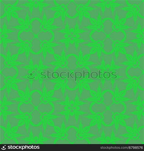 Green Ornamental Seamless Line Pattern. Endless Texture. Oriental Geometric Ornament. Green Ornamental Seamless Line Pattern