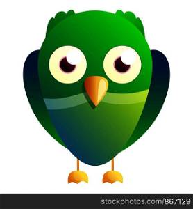 Green owl icon. Cartoon of green owl vector icon for web design isolated on white background. Green owl icon, cartoon style