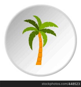 Green palm tree icon in flat circle isolated vector illustration for web. Green palm tree icon circle