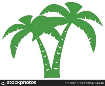 Green Palms Three Silhouette