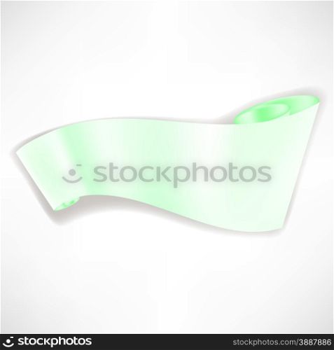 Green Paper Scroll Isolated in White Background. Green Paper Empty Banner.. Paper Scroll