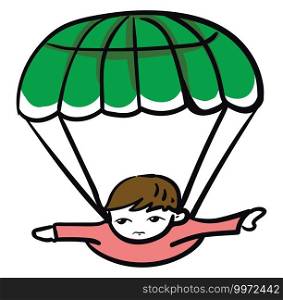 Green parachute, illustration, vector on white background