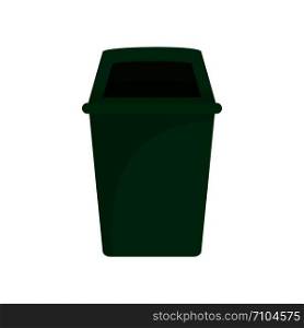 Green park garbage can icon. Flat illustration of green park garbage can vector icon for web design. Green park garbage can icon, flat style