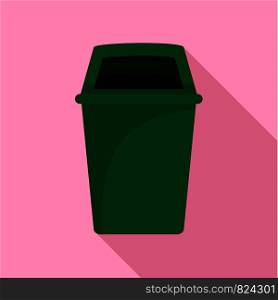 Green park garbage can icon. Flat illustration of green park garbage can vector icon for web design. Green park garbage can icon, flat style