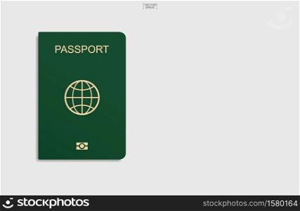 Green passport on white background. Vector illustration.