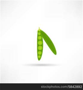 green pea pod isolated vector icon