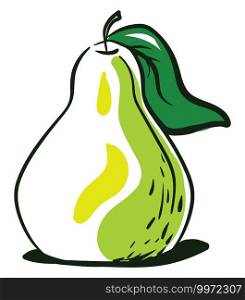 Green pear drawing, illustration, vector on white background