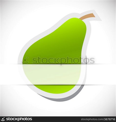 Green pear on gray background. Ecology concept