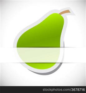 Green pear on gray background. Ecology concept