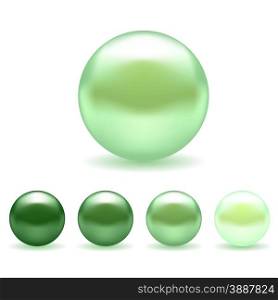Green Pearl Set Isolated on White Background.. Green Pearl Set