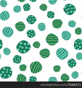 Green pebble seamless pattern. Hand drawn stones wallpaper. Abstract geometric dotted texture background. Vector illustration. Abstract pebble seamless pattern. Hand drawn stones wallpaper.