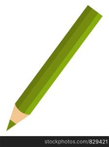 Green pencil, illustration, vector on white background.