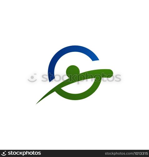 Green people health letter g logo