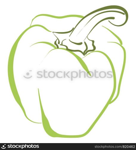 Green pepper drawing, illustration, vector on white background.