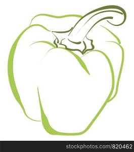 Green pepper drawing, illustration, vector on white background.